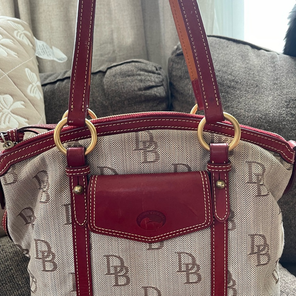 Dooney & Bourke Burgundy and Cream Shoulder Bag